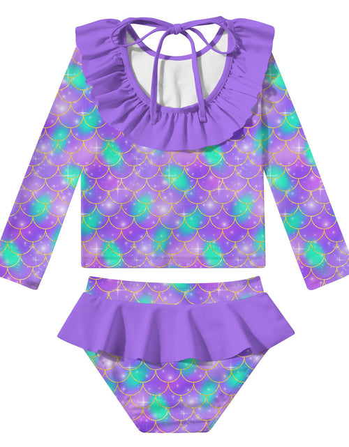 Load image into Gallery viewer, RAISEVERN Girls 2-Piece Mermaid Swimsuit Rash Guard Set A-mermaid-01 Size 3T
