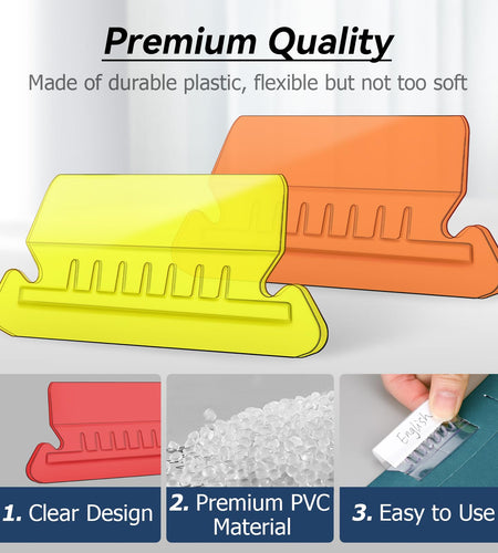 Tecreddy Hanging File Folder Tabs 60 Sets Multicolor 2" Clear Plastic Labels