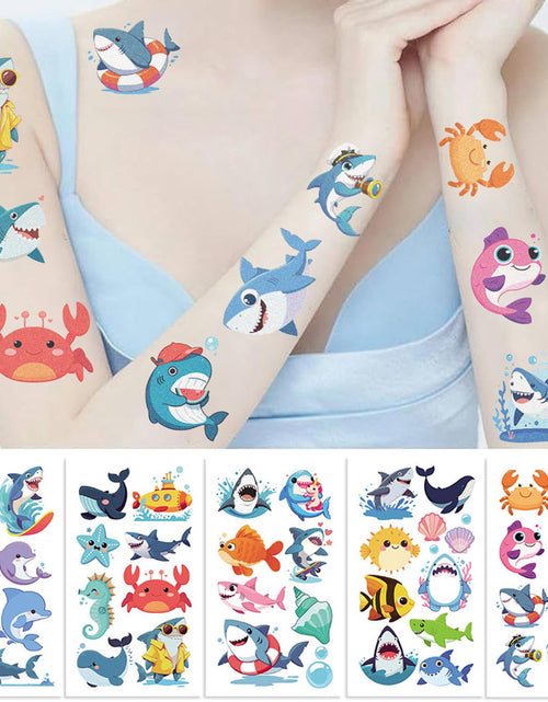 Load image into Gallery viewer, SBOBUY Shark Temporary Tattoos 10 Sheets Birthday Party Supplies Green
