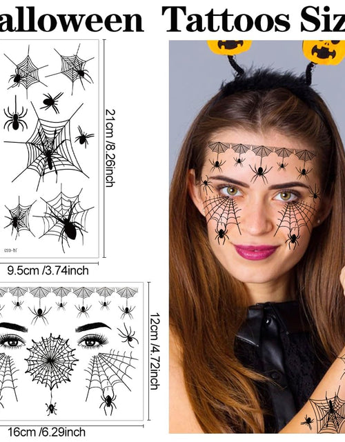 Load image into Gallery viewer, FANOST 22 Halloween Spider Face Temporary Tattoos Kids Adults Cosplay Stickers
