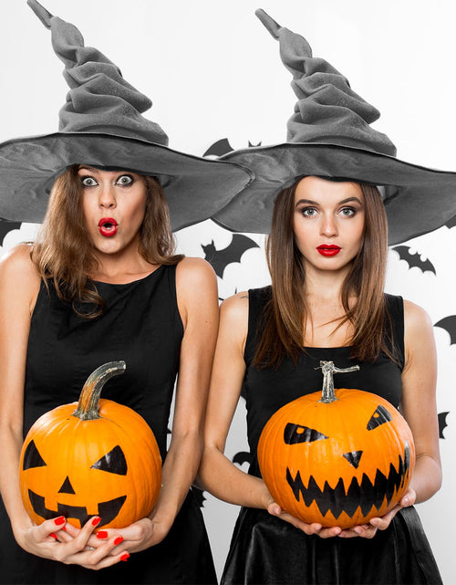 Load image into Gallery viewer, JenPen 2 Pcs Large Halloween Witch Hat Women Velvet Ruched Wide Gray One Size
