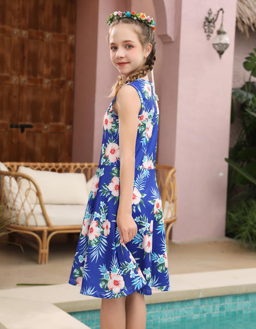 Load image into Gallery viewer, Ahegao Hawaiian Flower Girls Dress Lace 3D Flower Blue Pink Green Size 10
