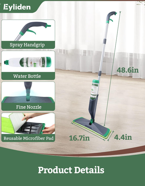 Load image into Gallery viewer, Eyliden Spray Mop Green+Grey with 40ml Bio-Enzyme Cleaner, 2 Microfiber Pads
