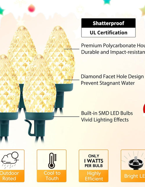 Load image into Gallery viewer, Brightown C9 LED Christmas String Lights 66ft 100 LED Warm White
