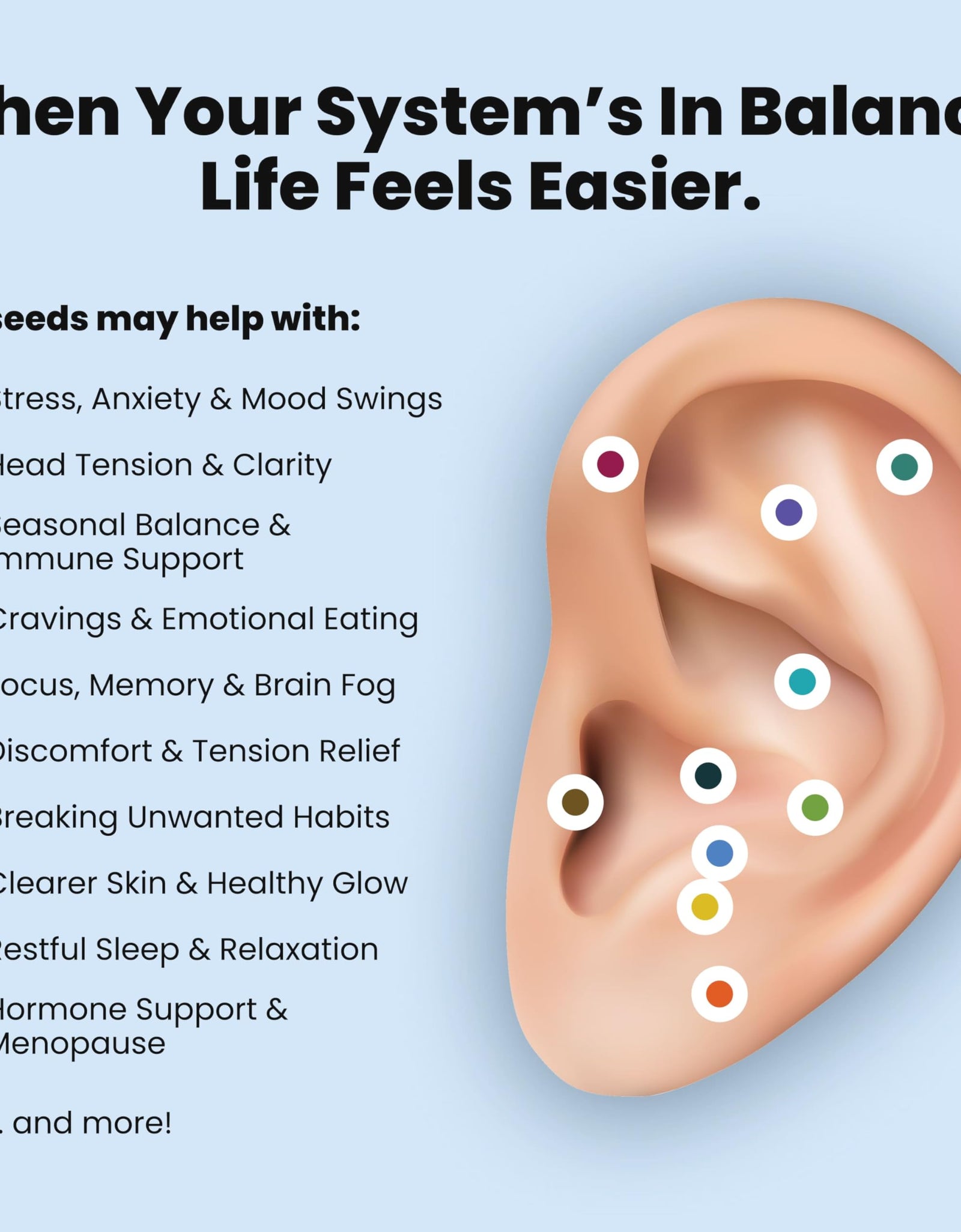 CalmPops Acupressure Ear Seeds Kit 24K Gold Plated 60 Units Immune Digestive