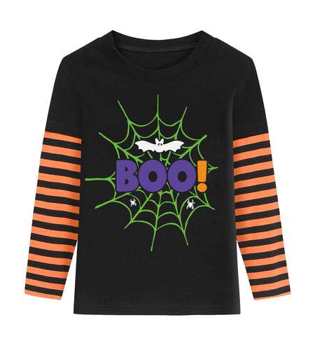 XFSJGNA Toddler Halloween Raglan Long Sleeve Shirt Boo Bat Black Size 5T