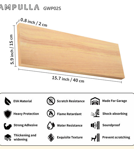 AMPULLA GWP02S Wood Grain Garage Wall Protector Car Door Protectors 2-Pack