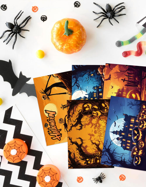 Load image into Gallery viewer, Tlenpo Halloween Postcards 32pcs 4x6in 350gsm Vintage Pumpkin Skeleton
