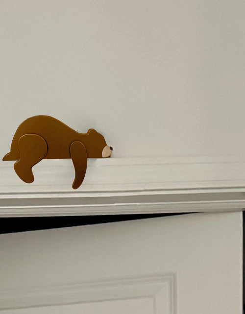 Load image into Gallery viewer, Fcimu Woodland Nursery Decor Black Bear Wooden Sleeping Bear Brown
