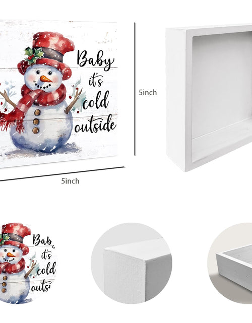Load image into Gallery viewer, XDFVL Wooden Box Sign Baby It's Cold Outside Snowman Christmas 5x5 Inch
