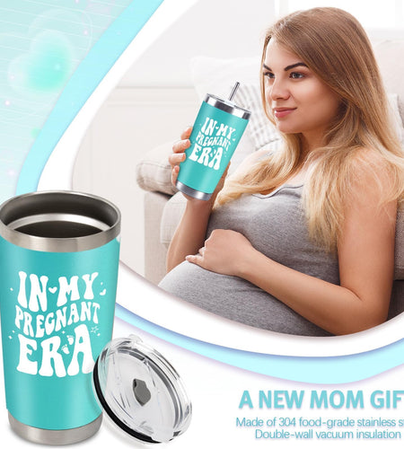 CUPLOOV Pregnant Blue Tumbler 20oz Insulated Cup with Lid & Straw