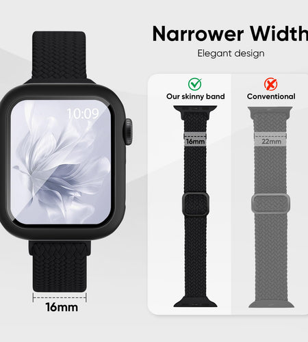 Butifacion Slim Braided Nylon Band Case for Apple Watch 40-46mm Black