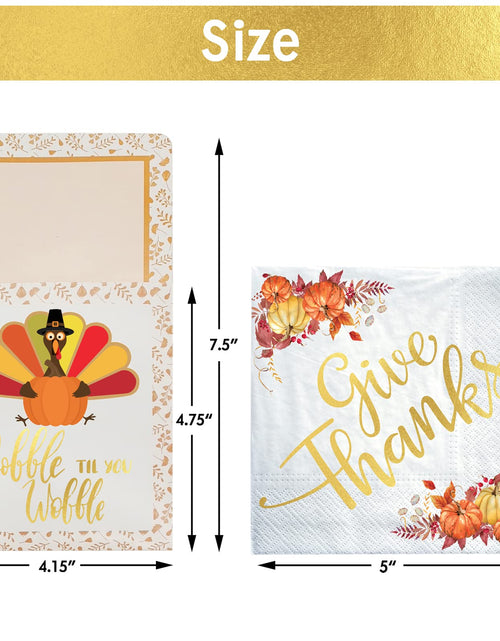 Load image into Gallery viewer, Qeqczow Thanksgiving Gold Foil Napkins &amp; Cutlery Holders Set 68 Pcs
