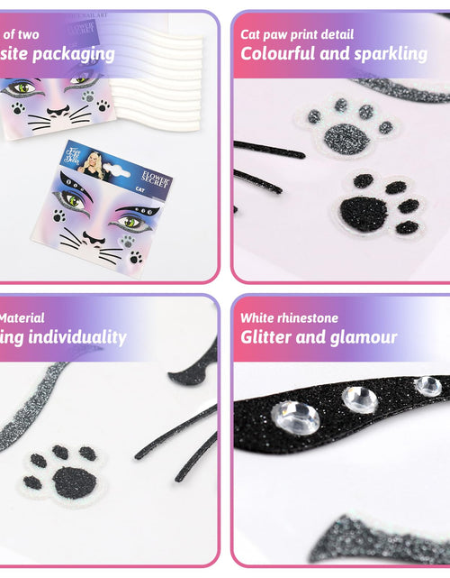 Load image into Gallery viewer, Totelux Cat Face Glitter Tattoos Stickers Temporary Tattoo 2Pcs
