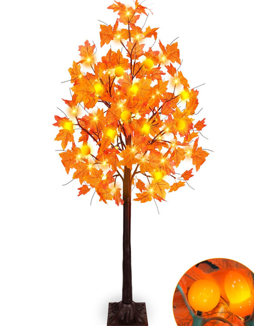 Load image into Gallery viewer, Ciyvotom 4 FT Fall Tree with 63 LED Warm Lights, 3D Pumpkins, Remote, Timer
