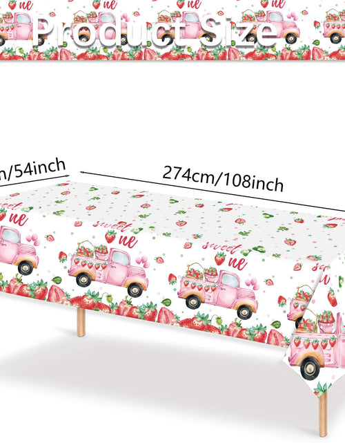Load image into Gallery viewer, PHOGARY 3 PCS Strawberry Tablecloth Plastic Party Decor Pink 108x54in
