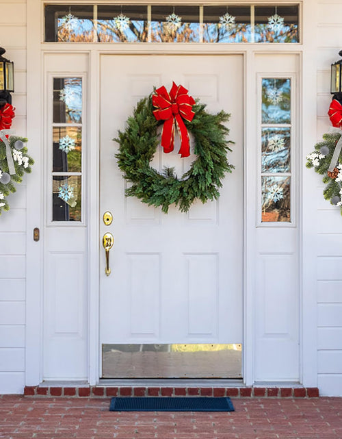 Load image into Gallery viewer, Super Holiday Christmas 2PCS Artificial Green Plant Wreaths Grey Velvet Bow

