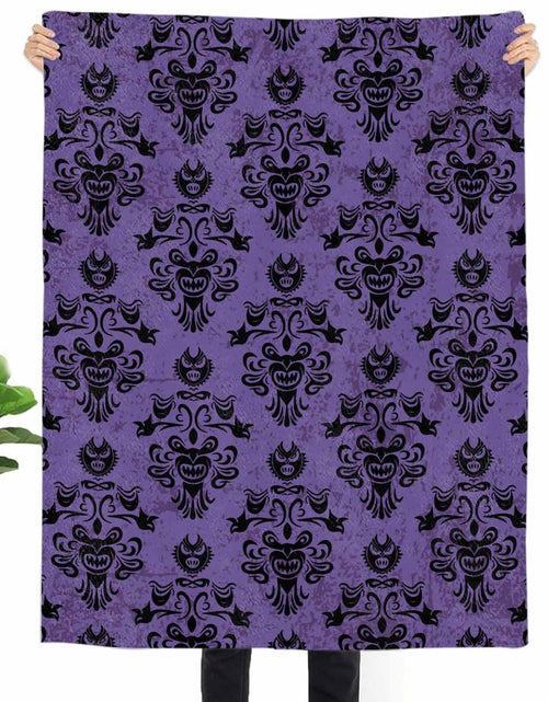 Load image into Gallery viewer, Zadaling Haunted House Halloween Throw Blanket Fleece Cozy 40x50 Purple Black
