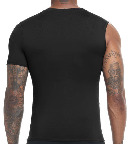Roadbox Men's Compression Short Sleeve Athletic Shirt Black+White+Navy Size XL