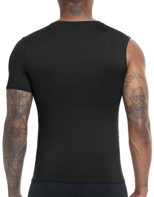 Load image into Gallery viewer, Roadbox Men's Compression Short Sleeve Athletic Shirt Black+White+Navy Size XL
