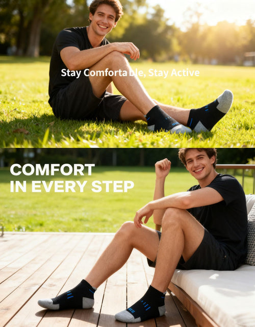 Load image into Gallery viewer, ASLU Athletic Compression Cushioned Ankle Socks Black 6 Pairs Size 6-9
