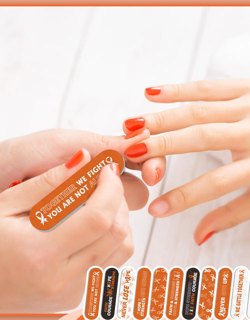 Load image into Gallery viewer, Lasnten 204 Pcs Orange Ribbon Nail Files Bulk Emery Boards Leukemia Awareness
