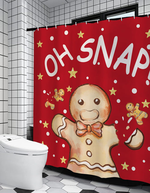 Load image into Gallery viewer, QIONG MENG Gingerbread Christmas Shower Curtain Fabric 71x71 Inch with Hooks
