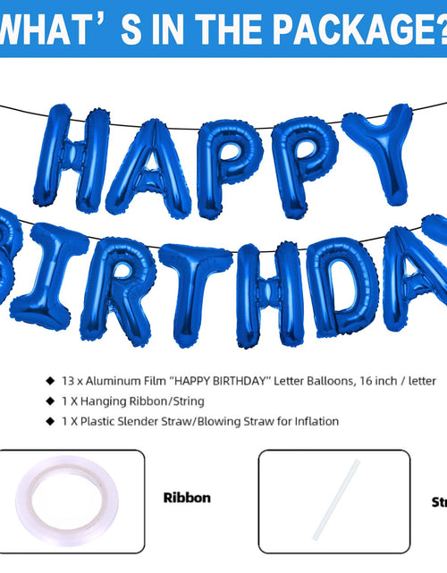 Load image into Gallery viewer, PIGETALE 16in Royal Blue Happy Birthday Balloon Banner 13pcs Aluminum

