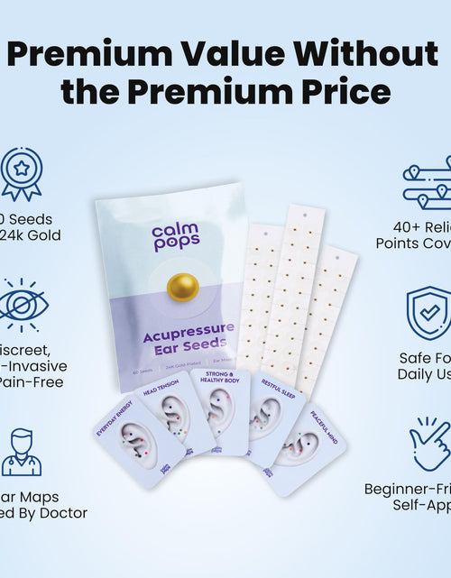 Load image into Gallery viewer, CalmPops Acupressure Ear Seeds Kit 24K Gold Plated 60 Units Immune Digestive
