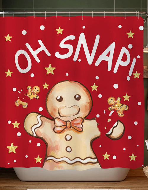 Load image into Gallery viewer, QIONG MENG Gingerbread Christmas Shower Curtain Fabric 71x71 Inch with Hooks

