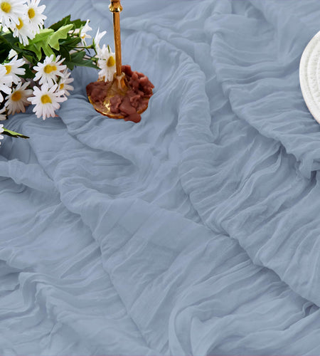 ZKPMJH 6PCS Dusty Blue Cheese Cloth Table Runner 35x120in Rustic Sheer