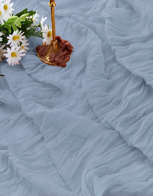 Load image into Gallery viewer, ZKPMJH 6PCS Dusty Blue Cheese Cloth Table Runner 35x120in Rustic Sheer
