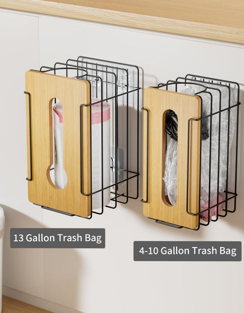 Load image into Gallery viewer, Stylstoreazy 2 Pack Wall Mount Grocery Bag Holder Bamboo Top Black Large
