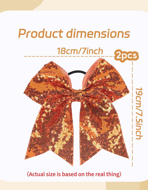 Load image into Gallery viewer, Xepeelo 2Pcs Orange Glitter Bow Elastic Hair Ties Bands Ponytail Holder 1 Count
