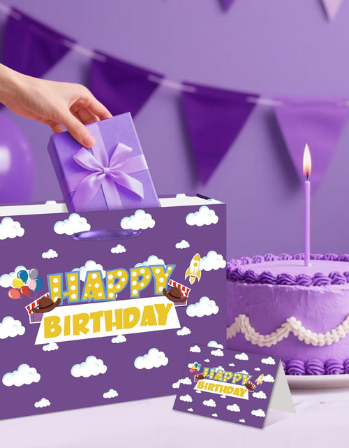 Load image into Gallery viewer, Purple Cloud Birthday Gift Bag with Card &amp; Tissue Party Baby Shower Decorations
