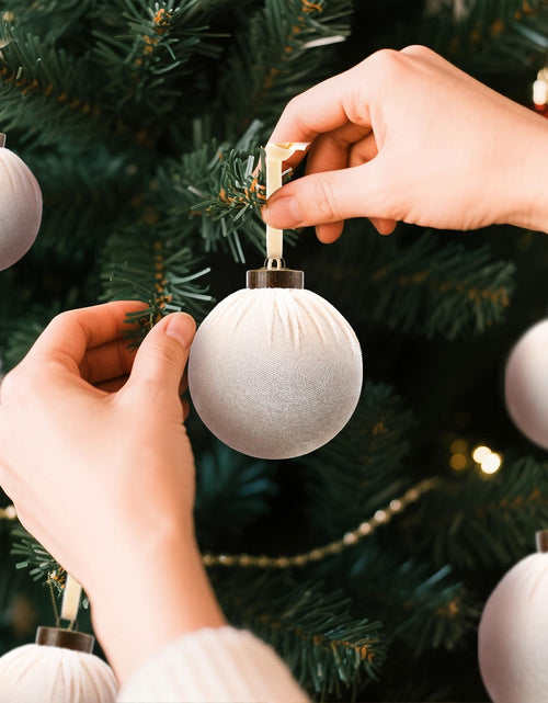 Load image into Gallery viewer, HyDren 24Pcs Beige Velvet Shatterproof Christmas Ornaments Balls 3.15,2.76,2.36"
