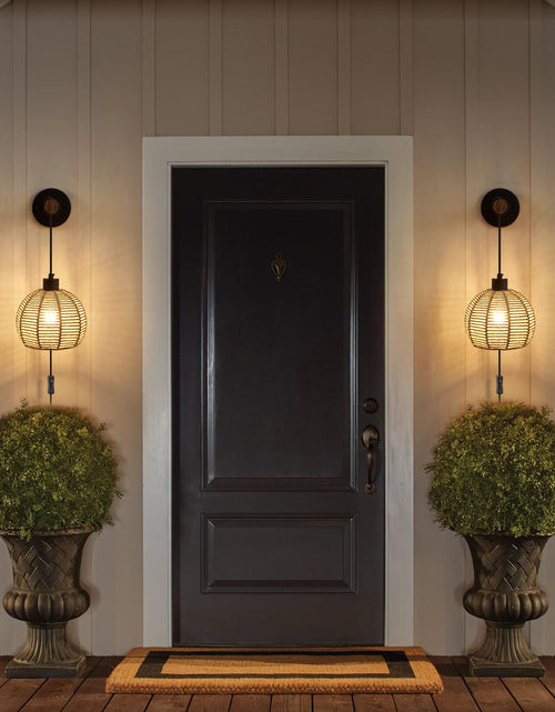 Load image into Gallery viewer, SGLfarmty Boho Rattan Plug-in Wall Sconces Set of 2 Rustic Hemp Rope

