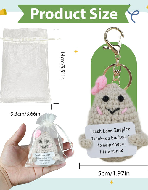 Load image into Gallery viewer, 4pc Inspirational Crochet Potato Keychain Set Green with Organza Bag 2.36"
