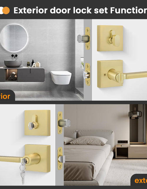 Load image into Gallery viewer, Goldenwarm Gold Dummy Door Handles Brushed Brass Levers 3 Pack
