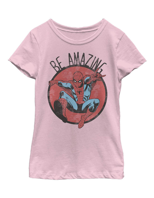 Load image into Gallery viewer, Marvel Girls Classic Be Amazing Short Sleeve Tee Light Pink Size XS
