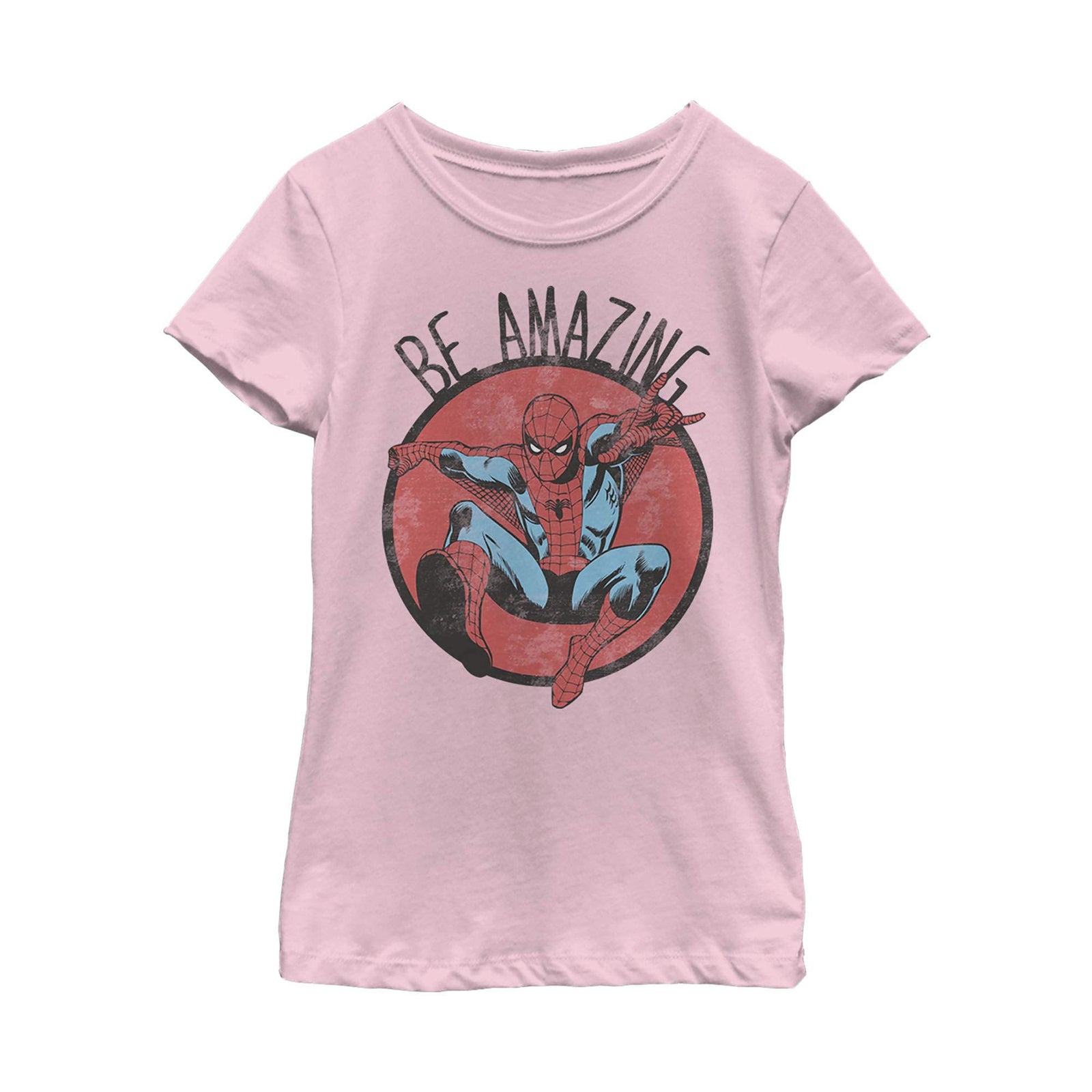 Marvel Girls Classic Be Amazing Short Sleeve Tee Light Pink Size XS