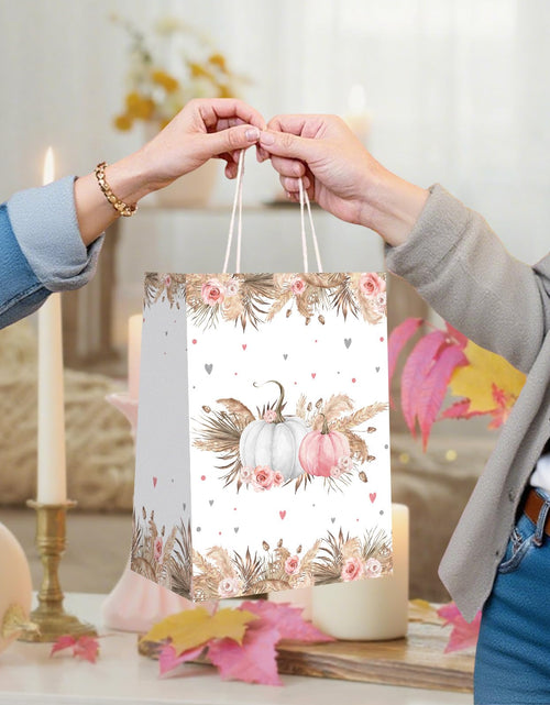 Load image into Gallery viewer, MEHOFOND Boho Pumpkin Gift Bags with Handle Fall Treat Bags Autumn 16pcs
