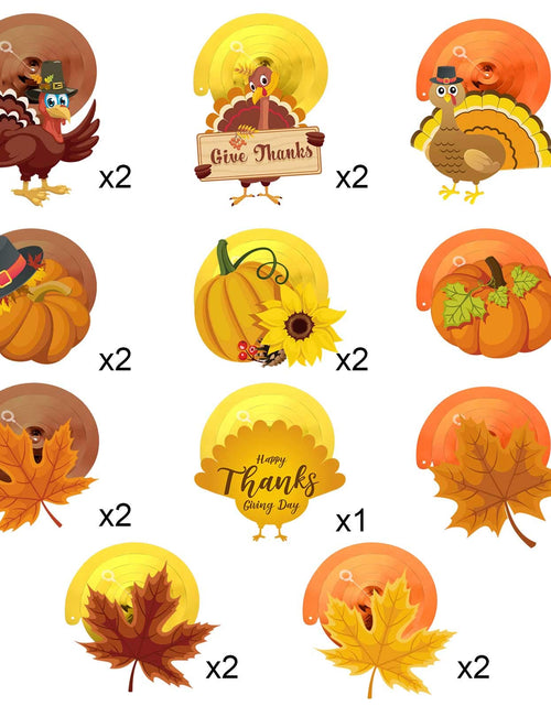 Load image into Gallery viewer, Blulu Thanksgiving Hanging Swirls Decorations Turkey Pumpkin Maple 30 Count
