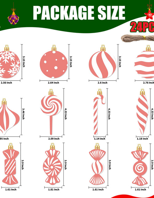Load image into Gallery viewer, Arosche Christmas Candyland Tree Decorations 24Pcs Pink Wooden Ornaments
