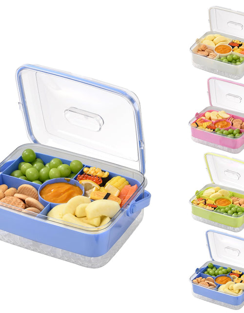Load image into Gallery viewer, Hegrish Fruit Ice Serving Tray Clear Light Blue 4 Compartments with Lid
