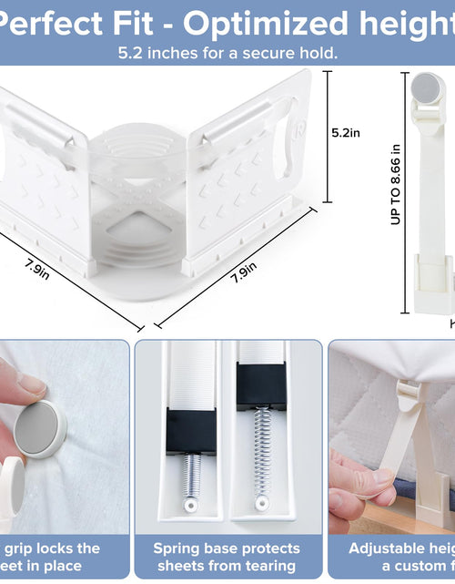 Load image into Gallery viewer, Moskiboly Upgraded Lock Bed Sheet Holders with Center Clips White Standard
