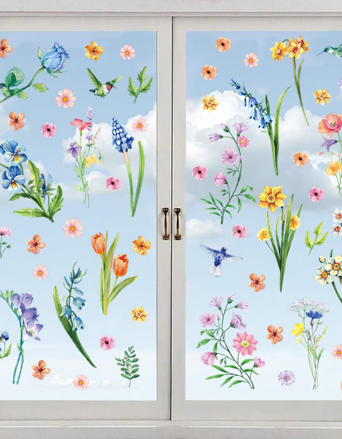 Load image into Gallery viewer, Aryroi Spring Flower Window Sticker Floral Decals Green 12.2x1.3 inch

