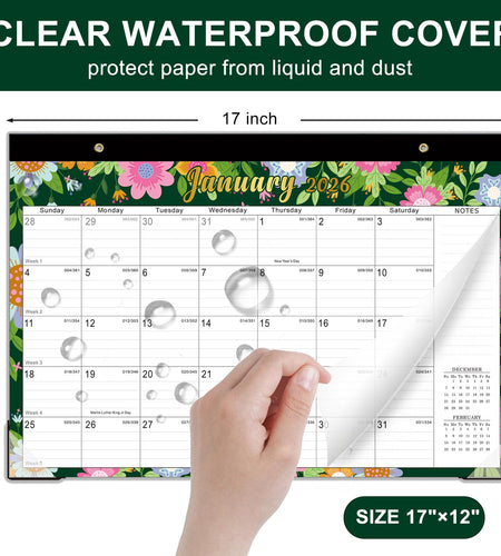 Lbylyhxc 2026-2027 18-Month Desk Calendar 17x12 Flowers Jan 2026-Jun 2027