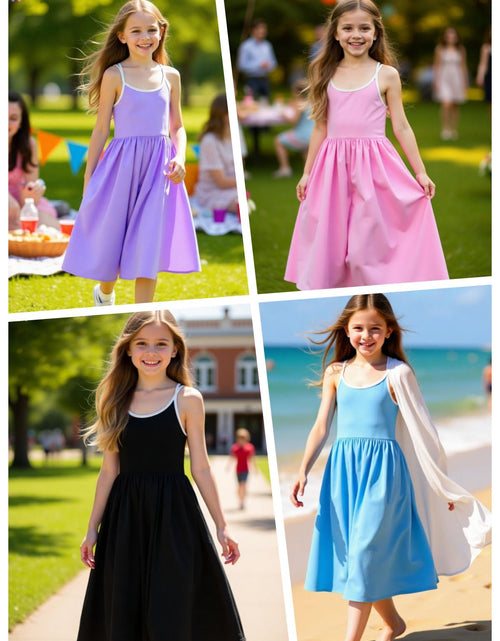 Load image into Gallery viewer, WELAKEN Girls Summer Sundress Criss Cross Back Elastic Waist Hot Pink Size 14Y
