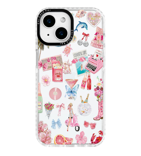 ChiCaseVer iPhone 13 Case Coastal Romance Pink TPU Slim Military-Grade